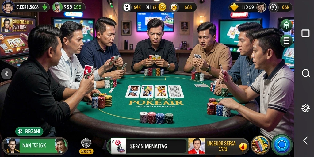 Screenshot utama 66K menampilkan gameplay Poker yang seru dan menantang.