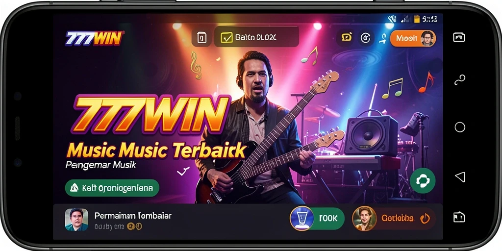 Tampilan gameplay 777WIN dengan ritme musik yang menantang.