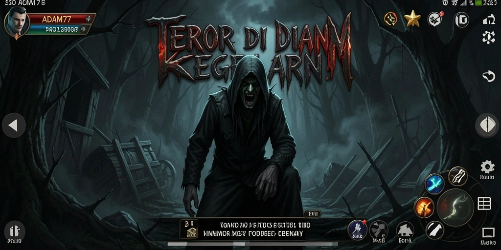 Screenshot dari gameplay ADAM77 menunjukkan suasana horor yang menegangkan.