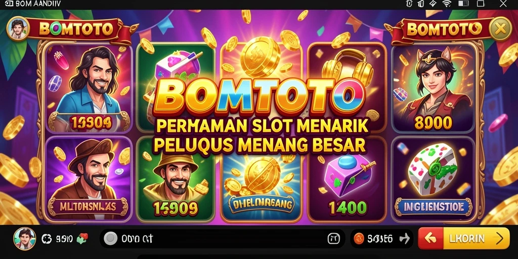 Screenshot utama menunjukkan gameplay seru dan efek visual menarik dari BOMTOTO.