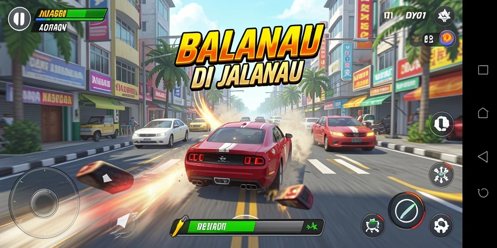 Tangkapan layar menunjukkan aksi balapan seru di DY01.