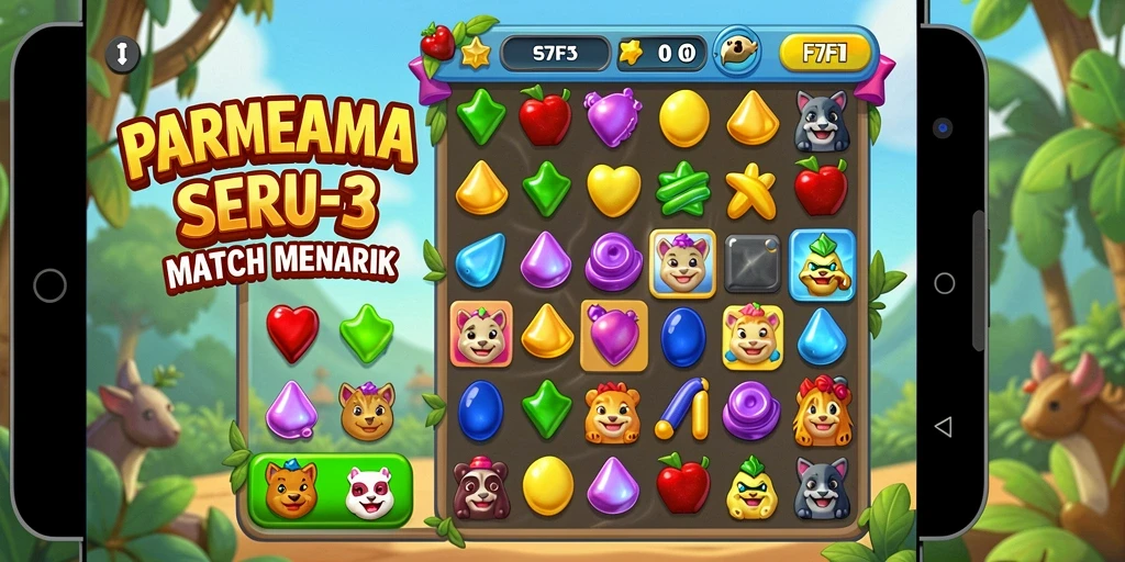 Tampilan gameplay seru di F7F7 saat mencocokkan objek.