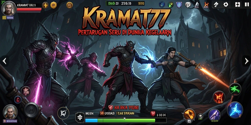 Screenshot gameplay KRAMAT77 menunjukkan aksi pertarungan yang seru.