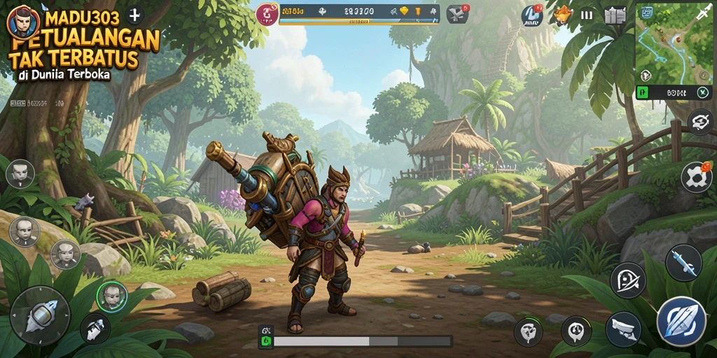 Tampilan gameplay MADU303 yang menawan dalam dunia terbuka.