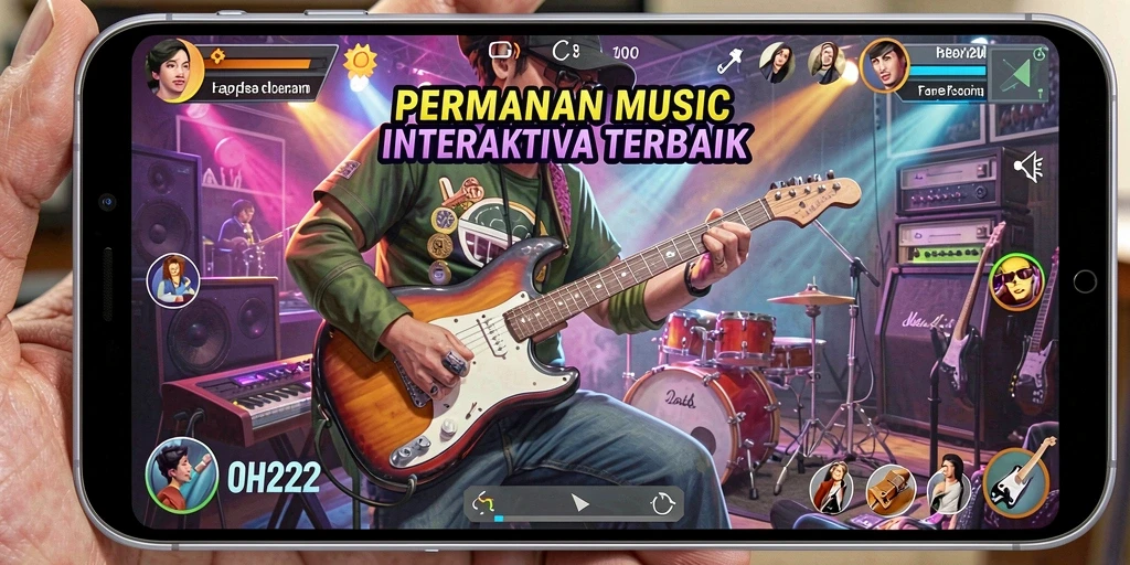 Tampilan gameplay interaktif dari aplikasi OH222 yang menampilkan pengalaman musik.
