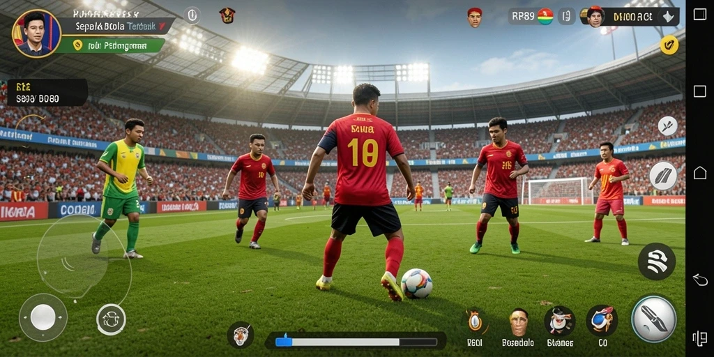 Gameplay RR89 menampilkan aksi sepak bola yang mendebarkan.