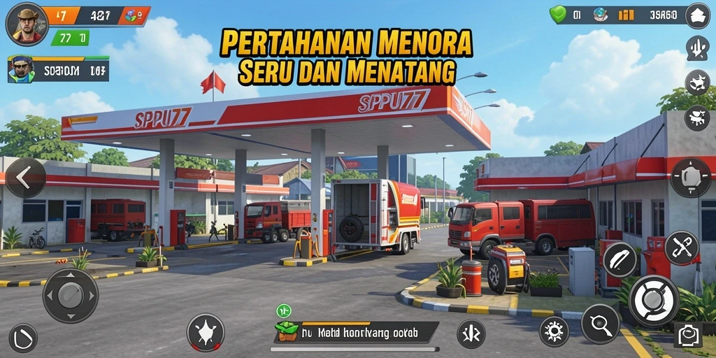 Tampilan gameplay SPBU77 yang menarik dan penuh aksi Tower Defense.