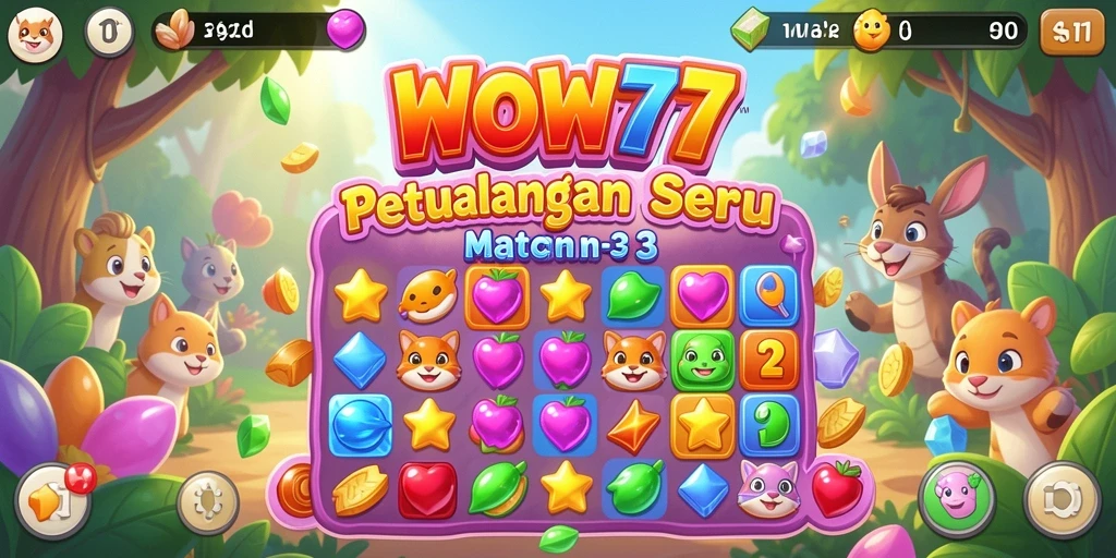 Screenshot gameplay WOW77 menampilkan aksi seru dalam permainan Match-3.